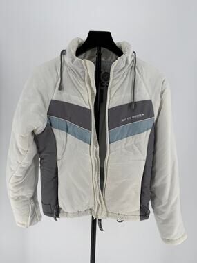 Betty Rides Elements Womens XS Ski Snowboard Jacket Y2K White Gray Hooded